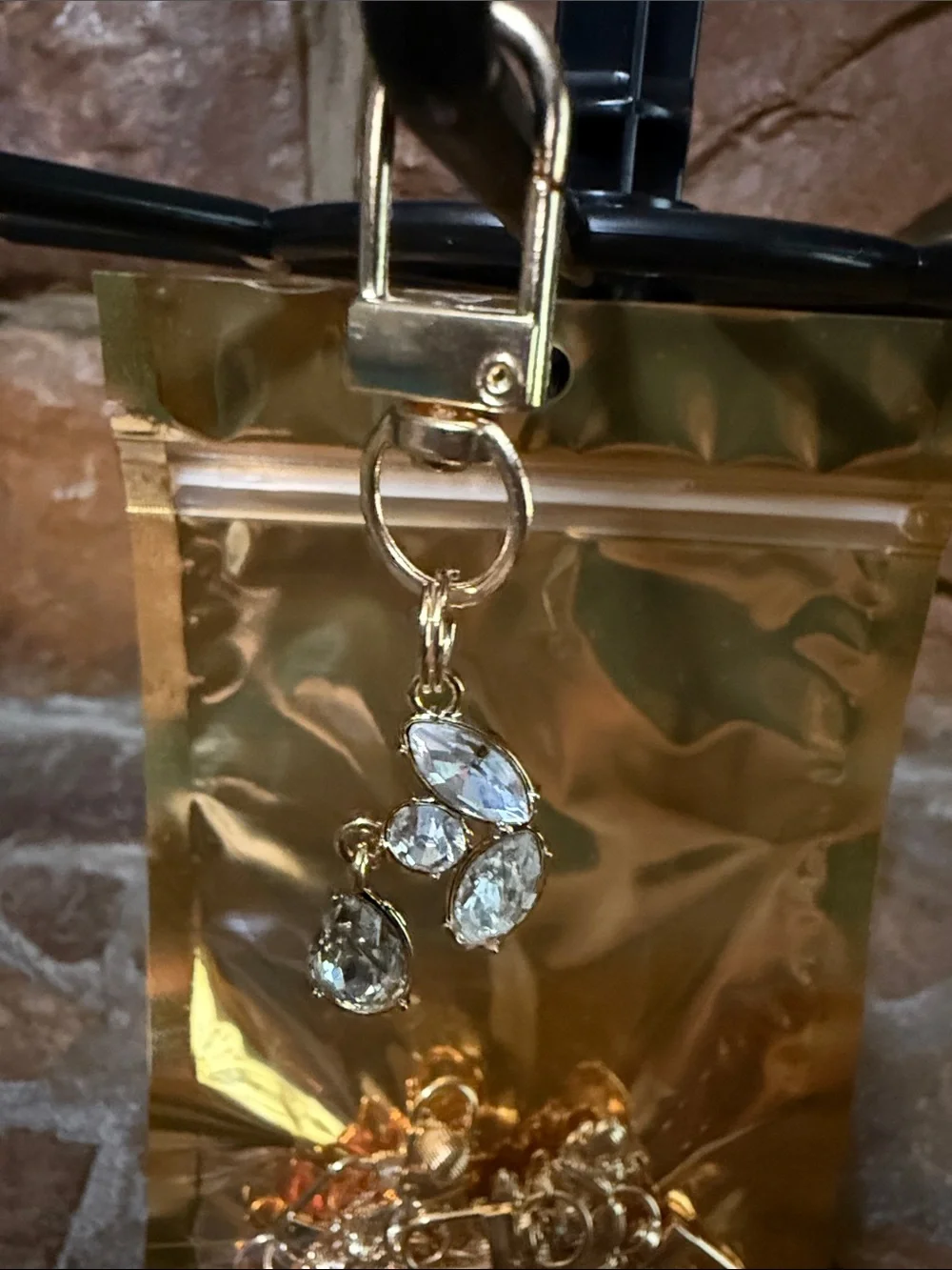 Gold-tone Crystal Charm Keychain- Christmas in July set of 9